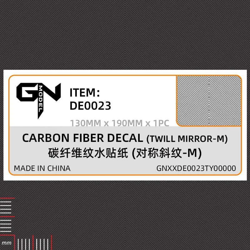 Carbon fiber simulating twill mirror finish decal in black gray weave