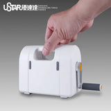 White plastic hand-cranked masking tape die cutting sharpener with gray handle