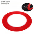 Fine line red masking tape 0.5mm wide with a glossy finish and white backing for scale modeling tools and model building tools