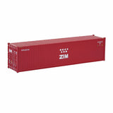 HO scale train model red Zim shipping container with white logo and star