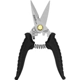 Black-handled stedi heavy-duty multipurpose hobby shears with stainless steel blades and gold pivot for precision hobby tools