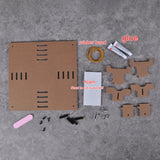 Brown cardboard diy kit with pre-cut pieces rubber band glue tubes foam sheet and metal hardware for adjustable aircraft model painting stand using precision hobby tools