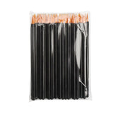 200pcs disposable round brushes with black handles and orange tips in clear bag