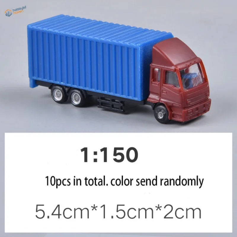 Blue and red 1:150 scale toy truck for scale railway modeling