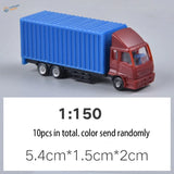 Blue and red 1:150 scale toy truck for scale railway modeling