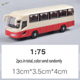 Cream and red two-tone die-cast toy bus model.