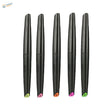 Five sleek black water-based fluorescent pens with colorful tips