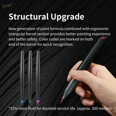 Black water-based fluorescent pen with red tip and ergonomic triangular barrel