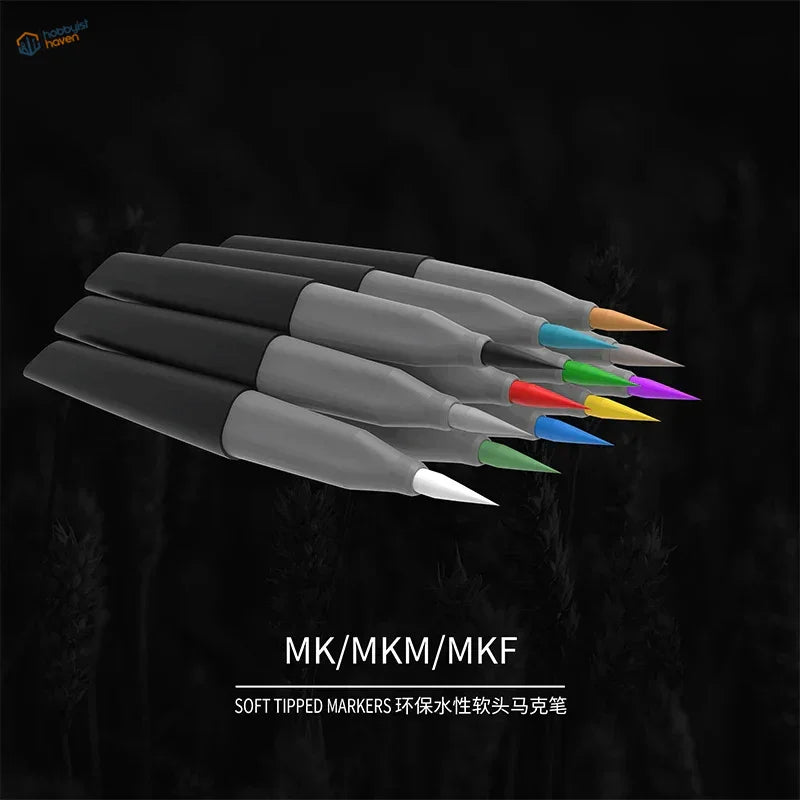 Set of 6 water-based fluorescent pens with colorful soft tips