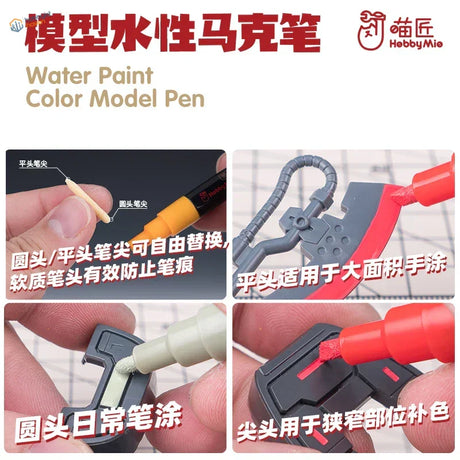Water-based matte color marker pens with interchangeable round flat brush tips