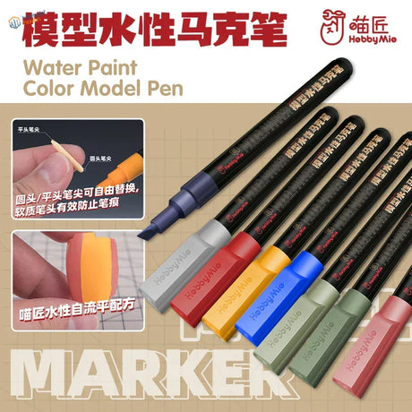 Water-based matte basic color marker pens with black bodies and colorful caps