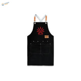 Water-resistant black canvas apron with red logo for scale modeling tools