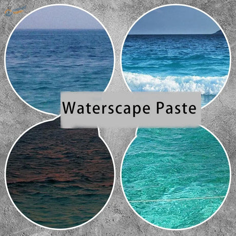 Water simulating paste in deep blue, turquoise oceanic swatches