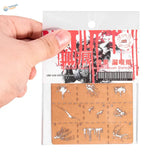 Brown plastic weathering effects stencil sheet with 12 splatter patterns for 1/35 scale modeling