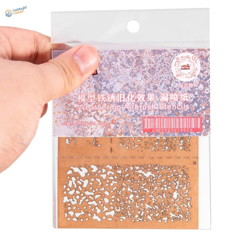 Brown weathering airbrush stencil for 1/43 1/28 1/76 scale modeling tools