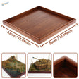Square wooden base for dioramas with rich brown grain, scale modeling tool