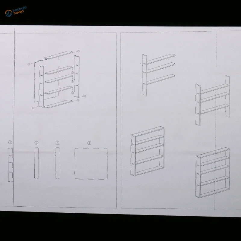 Black-and-white diagram of wooden paint glue bottle rack assembly