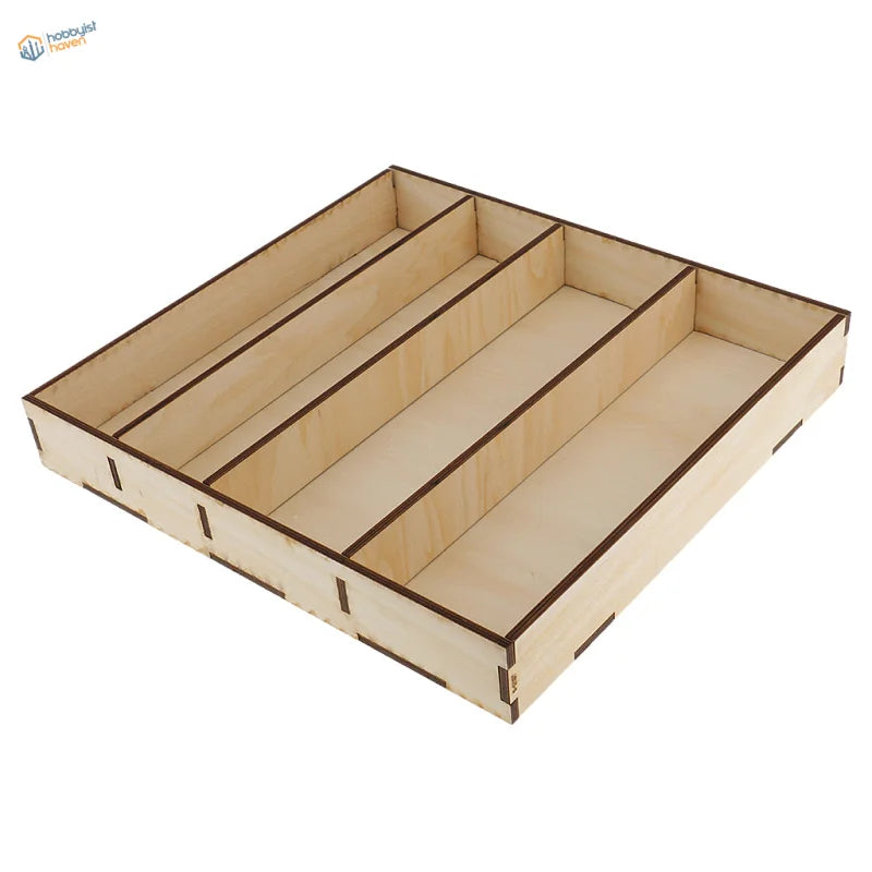 Light wooden paint glue bottle organizer tray with five compartments