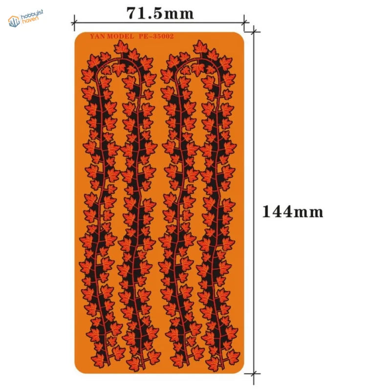 YAN Model PE-35002 orange stamp for 1/35 scale modeling vines, 71.5x144mm