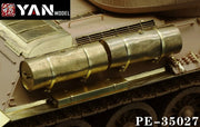 Photoetch fuel tanks detail: gold exhaust pipe on Yan Model PE35027 T-34/85 kit