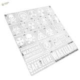 Zombie contamination stencil sheet for scale modeling tools