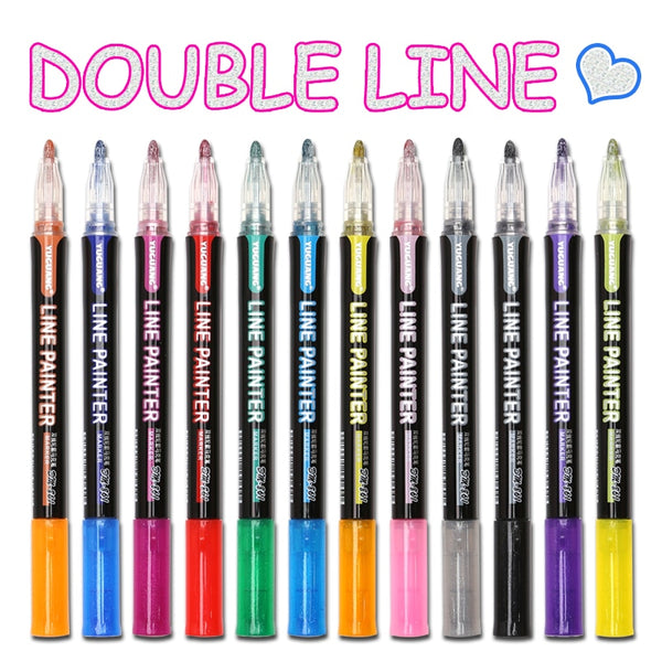 8 /12 Pcs Double Line (Outline) Pen