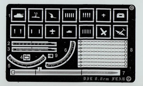 1/35 WWII German FlaK Gun Stencil & PE Components