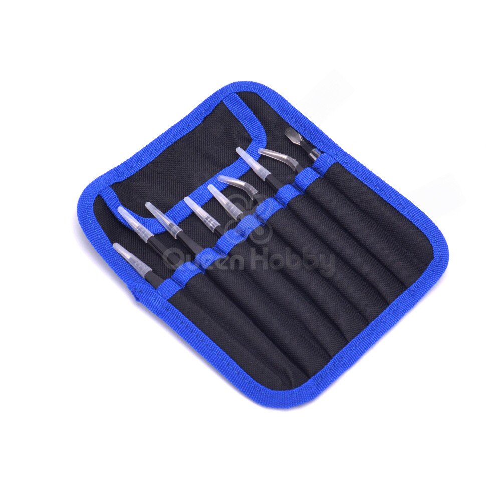 Set de 9 pcs Pinzas de Precisión Antiestáticas de Acero Inoxidable