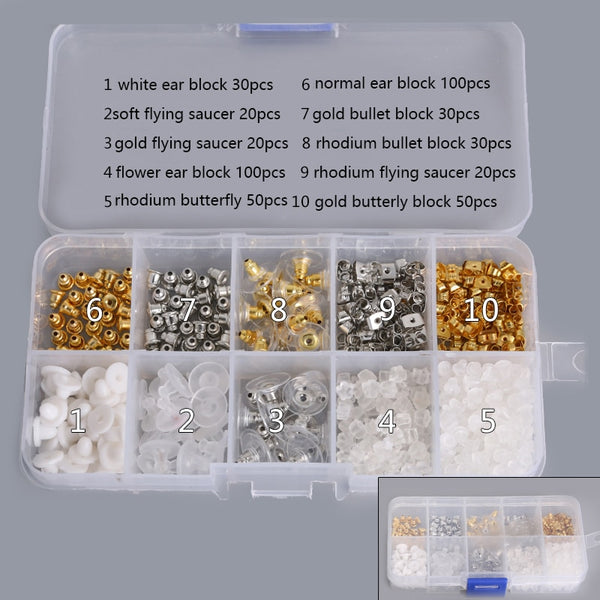 DIY Jewelry Making Earrings Block Plugs, Nuts, And Back Stoppers Set (450/580 pcs)