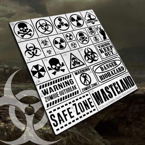 Zombie, Contamination And Wasteland Symbols Stencil