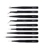 Set de 9 pcs Pinzas de Precisión Antiestáticas de Acero Inoxidable