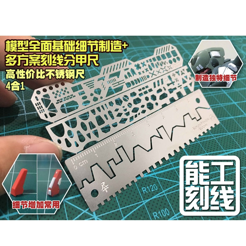 4 In 1 Scribing-Vorlagen für Gundam und Maßstabmodellierung